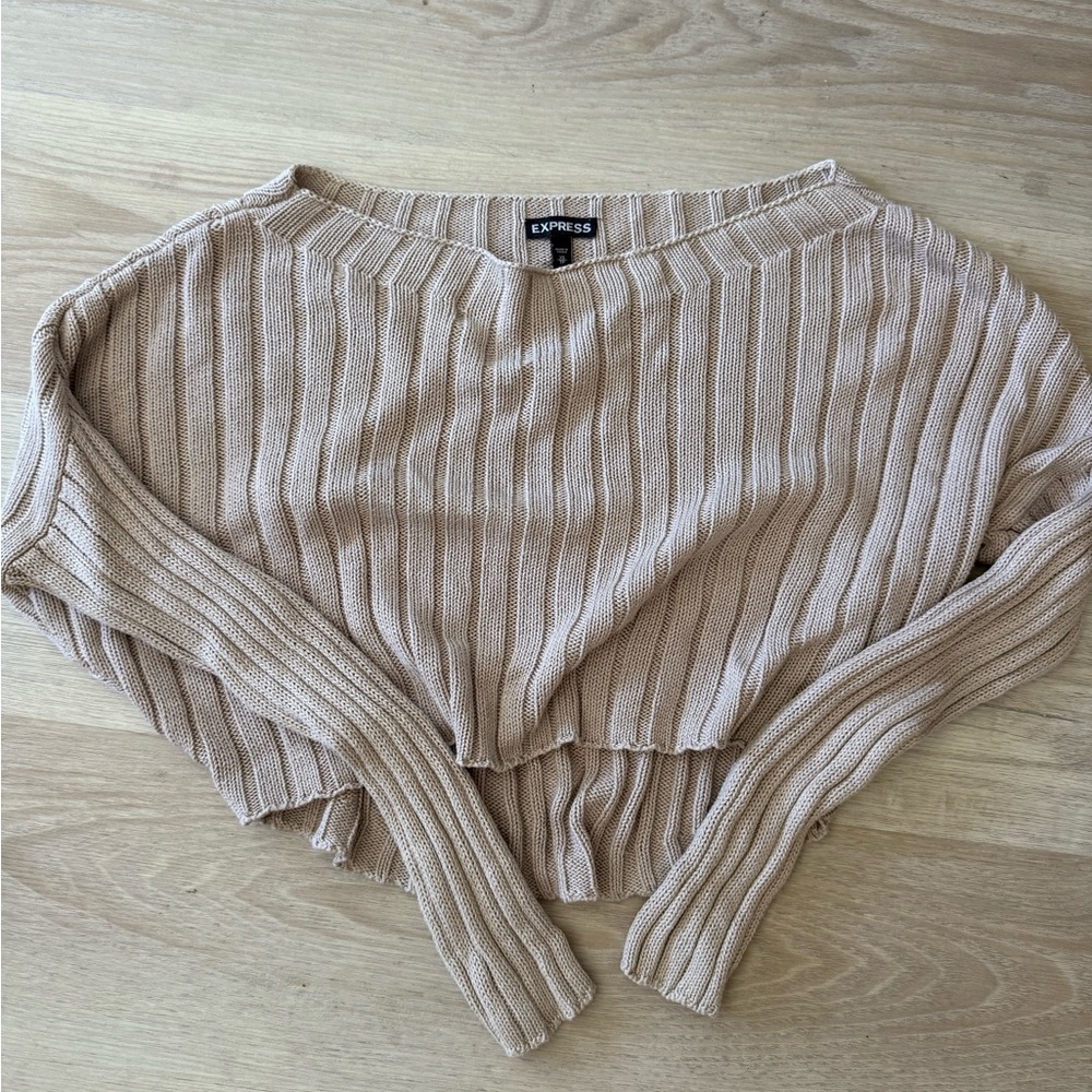 Express Women's Cropped Beige Sweater XS NEW